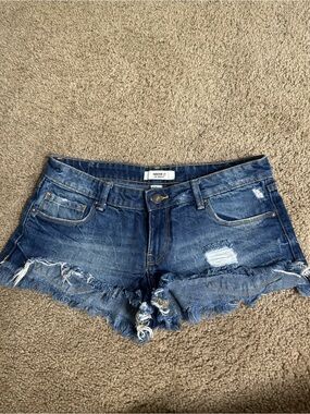 Forever 21 Distressed Dark Blue Denim Shorts